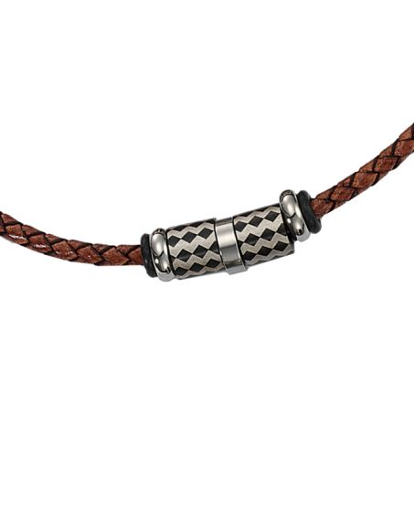 Lederkette mit Edelstahlelementen