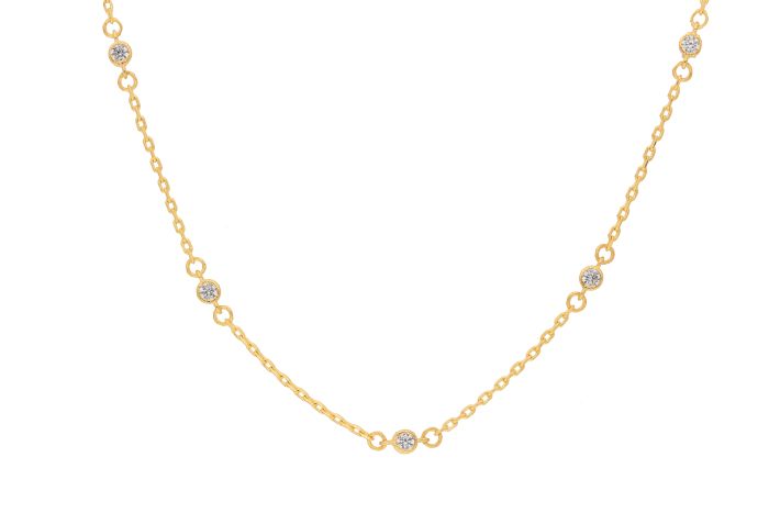 Rundanker Kette 0,7 mm mit Zwischenteilen und Zirkonia