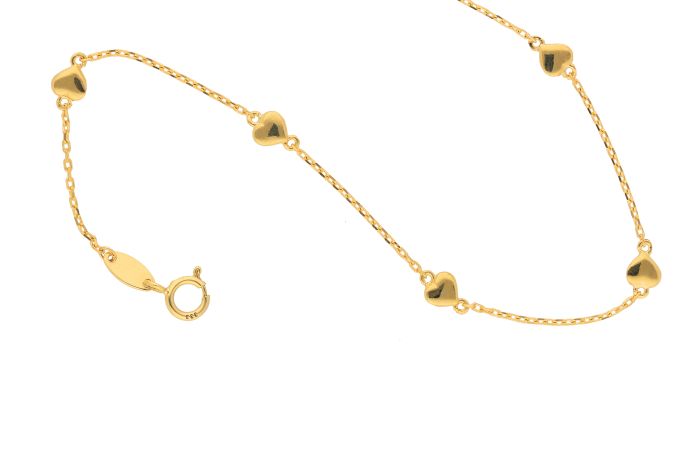 Rundanker Armband 0,7 mm mit Herzen