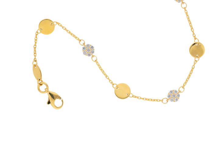 Rundanker Armband 1 mm mit Zwischenteilen und Zirkonia