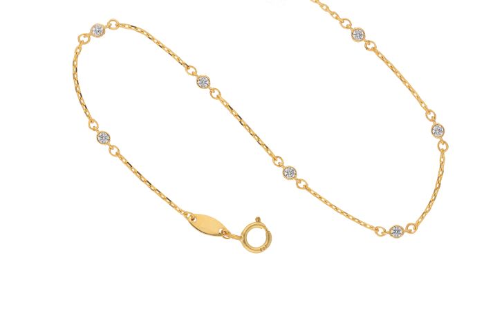 Rundanker Armband 0,7 mm mit Zwischenteilen und Zirkonia