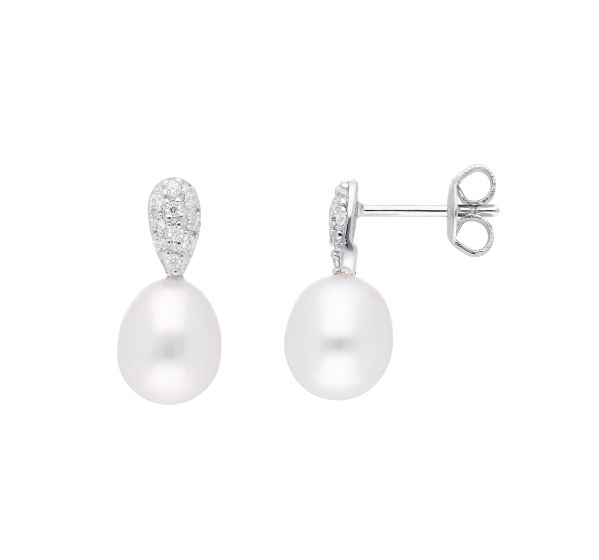 Ohrstecker mit Zirkonia und Süßwasserzuchtperle