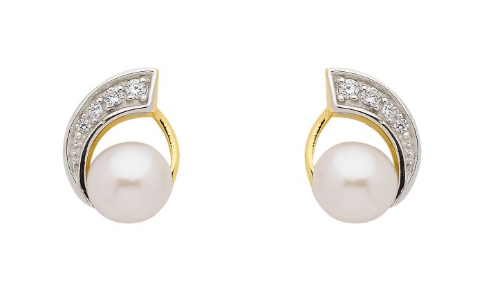 Ohrstecker mit Zirkonia und Süßwasserzuchtperle