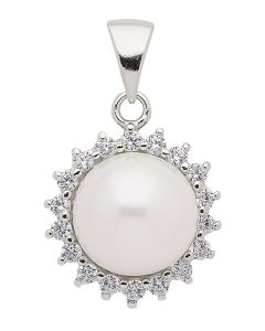 Anhänger mit Zirkonia/Süßwasserzuchtperle
