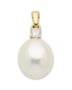 Anhänger mit Zirkonia mit Süßwasserzuchtperle