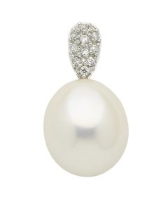 Anhänger mit Zirkonia mit Süßwasserzuchtperle