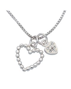 Venezia Kette 0,85 mm mit Herzanhänger mit Glassteinen
