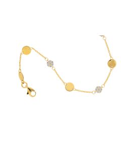 Rundanker Armband 1 mm mit Zwischenteilen und Zirkonia