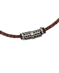 Lederkette mit Edelstahlelementen