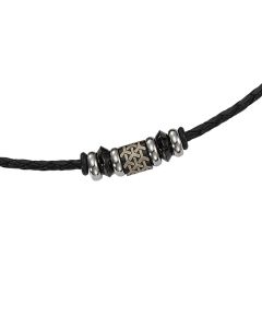 Lederkette mit Edelstahlelementen