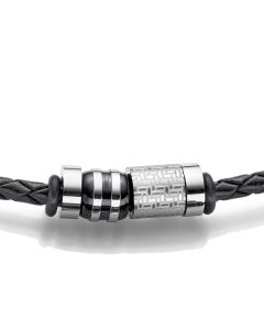 Lederkette mit Edelstahlelementen