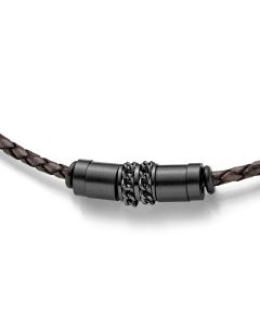 Lederkette mit Edelstahlelementen