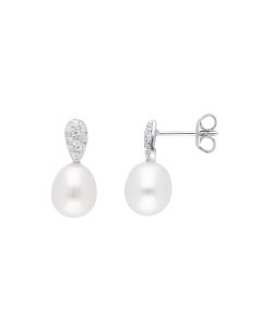 Ohrstecker mit Zirkonia und Süßwasserzuchtperle