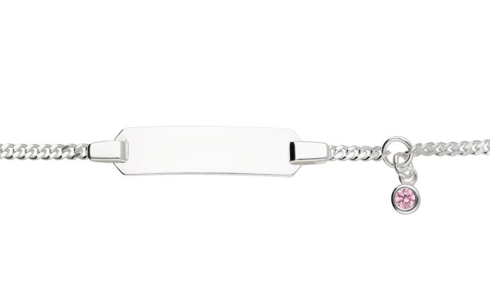 Flachpanzer ID-Band mit rosa Zirkoniaanhänger