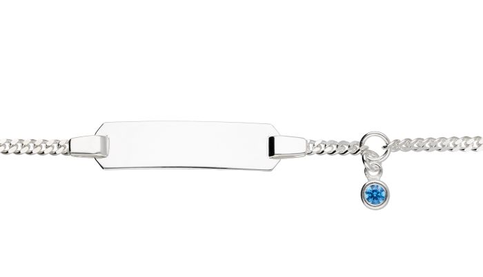 Flachpanzer ID-Band mit baluem Zirkoniaanhänger