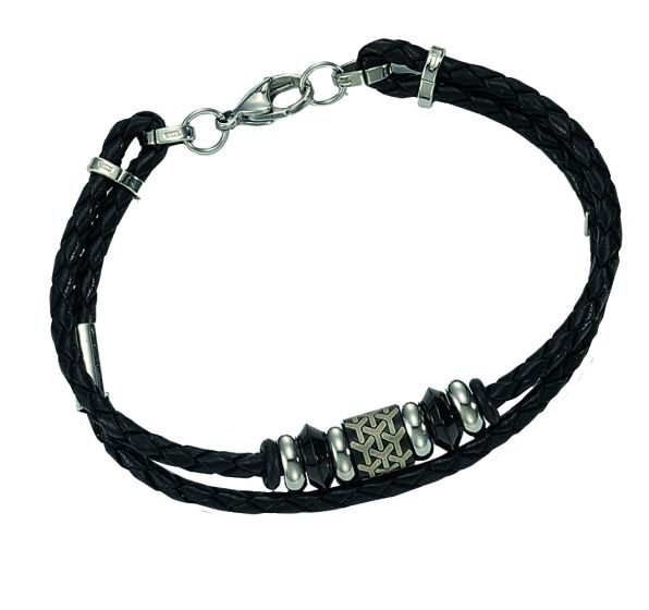 Lederarmband mit Edelstahlelementen
