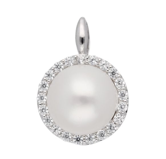 Anhänger mit Zirkonia/Süßwasserzuchtperle