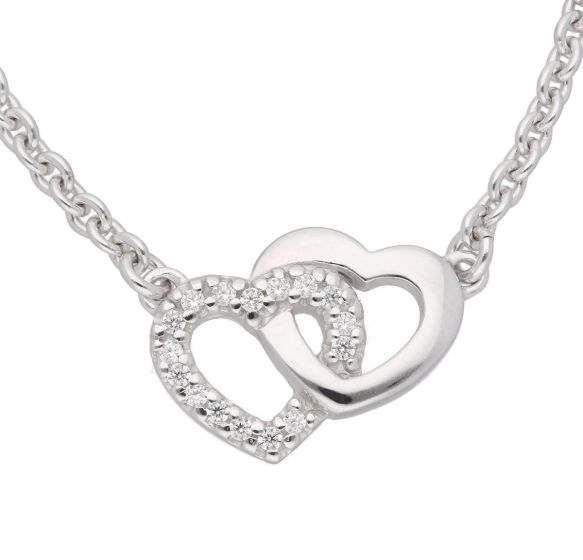 Rundanker Kette 1,8 mm mit Mittelteil, zwei Herzen