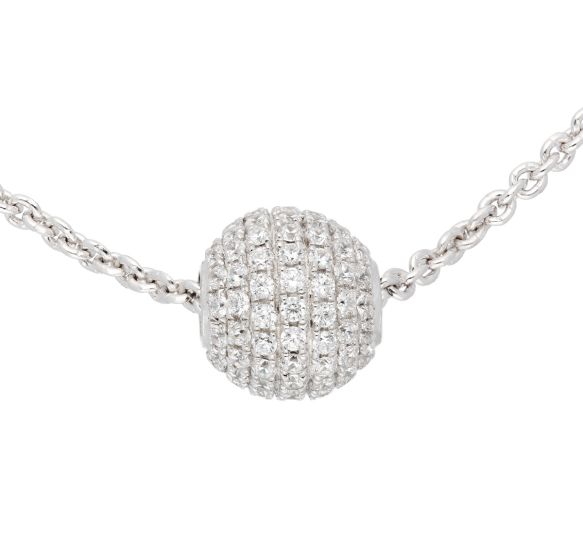 Anker rund Kette 1,4 mm mit Kugelahänger mit Zirkonia Steinen (Durchmesser 8mm)