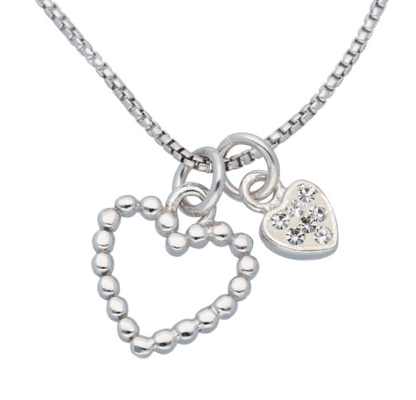 Venezia Kette 0,85 mm mit Herzanhänger mit Glassteinen