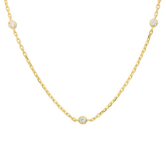 Rundanker Kette mit Zwischenteilen und Zirkonia