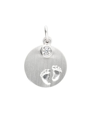 Gravurplatte Babyfüße mit Zirkonia-Anhänger