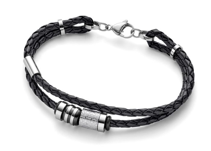Lederarmband mit Edelstahlelementen