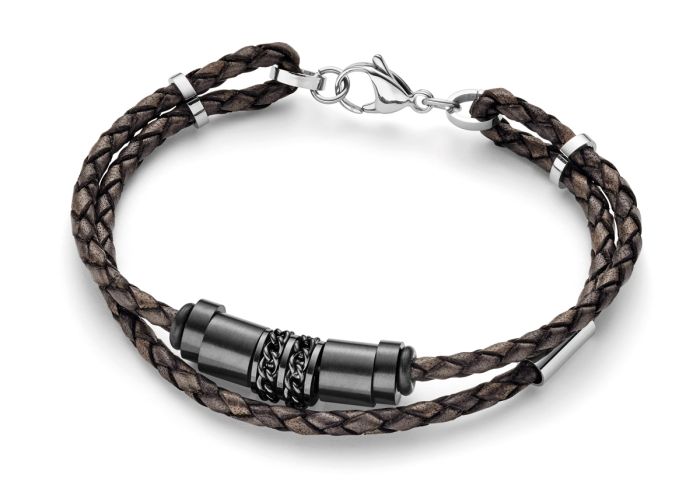 Lederarmband mit Edelstahlelementen