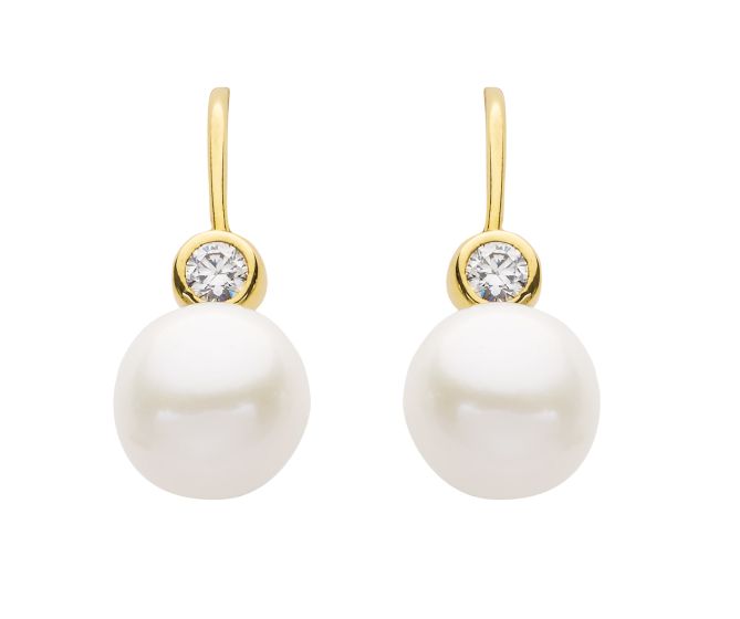 Bouton mit Zirkonia und Süßwasserzuchtperle