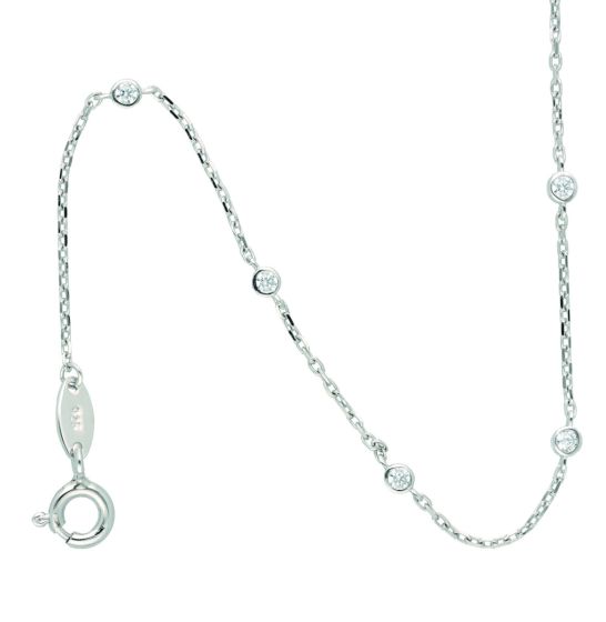 Anker diamatiert Armband 1 mm mit Zwischenteilen mit Zirkonia