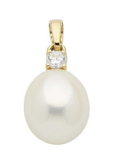 Anhänger mit Zirkonia mit Süßwasserzuchtperle