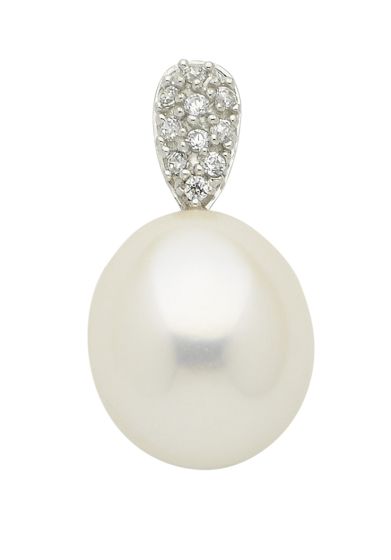 Anhänger mit Zirkonia mit Süßwasserzuchtperle