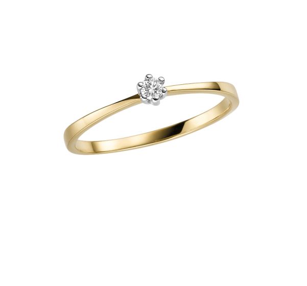 Solitär Ring mit Brillant 0,05 WSI, 3,1mm