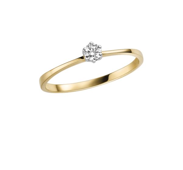 Solitär Ring mit Brillant 0,1 WSI, 3,6mm