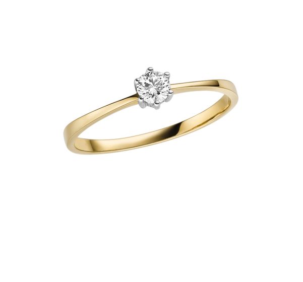 Solitär Ring mit Brillant 0,15 WSI, 4mm