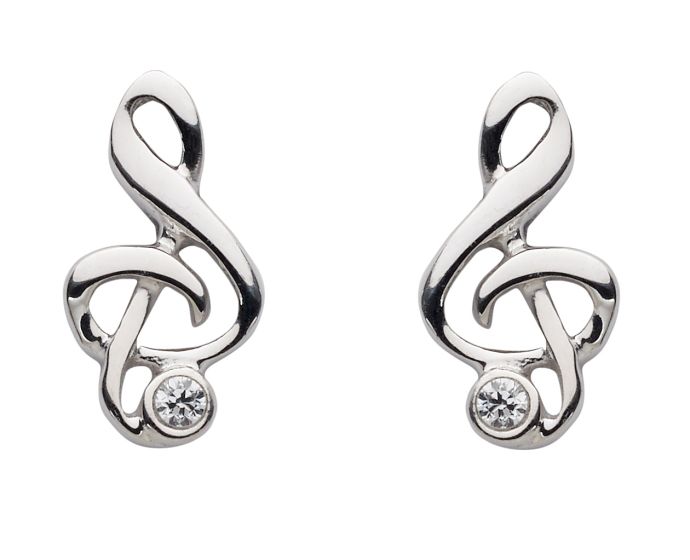 Notenschlüssel Ohrstecker mit Zirkonia