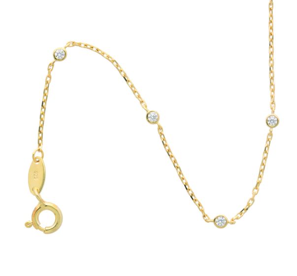 Anker diamatiert Armband 1 mm mit Zwischenteilen mit Zirkonia