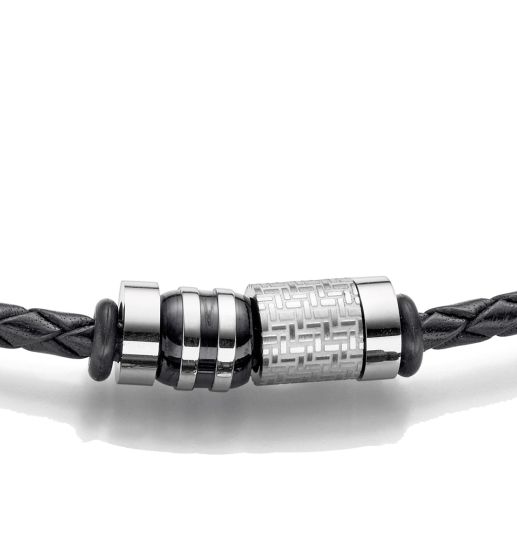 Lederkette mit Edelstahlelementen