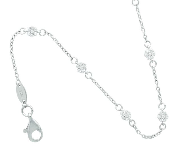 Rundanker Armband 1 mm mit Zwischenteilen mit Zirkonia