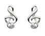 Notenschlüssel Ohrstecker mit Zirkonia