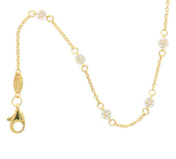 Rundanker Armband 1 mm mit Zwischenteilen mit Zirkonia