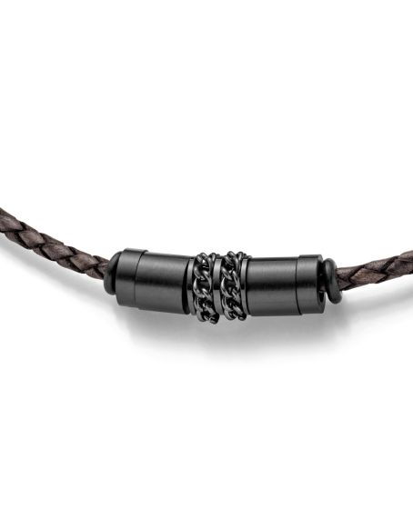 Lederkette mit Edelstahlelementen