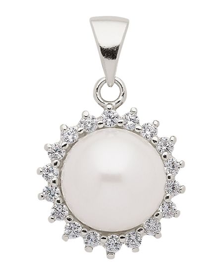 Anhänger mit Zirkonia/Süßwasserzuchtperle