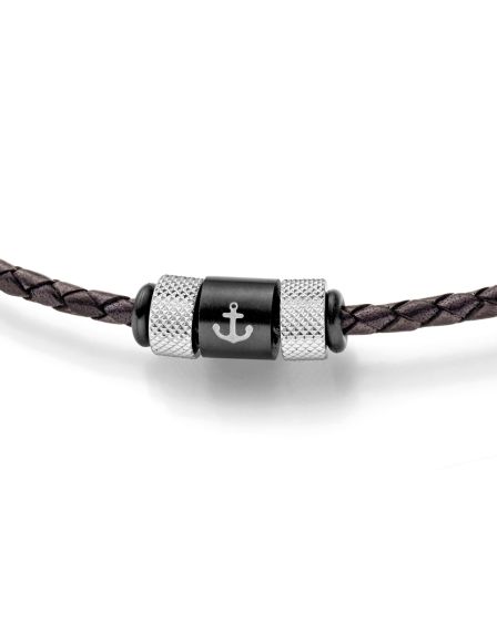 Lederkette mit Edelstahlelementen