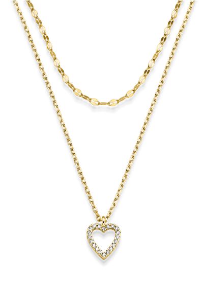 25-347 Collier 2-reihig mit Herz Anhänger