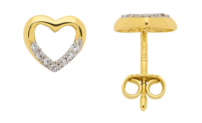 Herz Ohrstecker mit Zirkonia