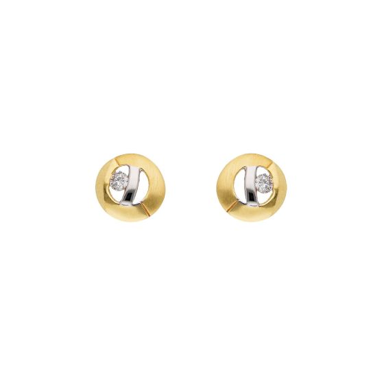 Runde Zirkonia Ohrstecker 6,5 mm, matt/poliert