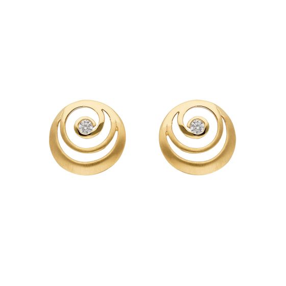 Ohrstecker mit Zirkonia, matt/poliert