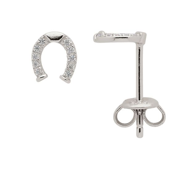 Hufeisen Ohrstecker mit Zirkonia