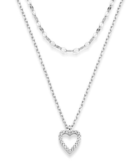 25-348 Collier 2-reihig mit Herz Anhänger